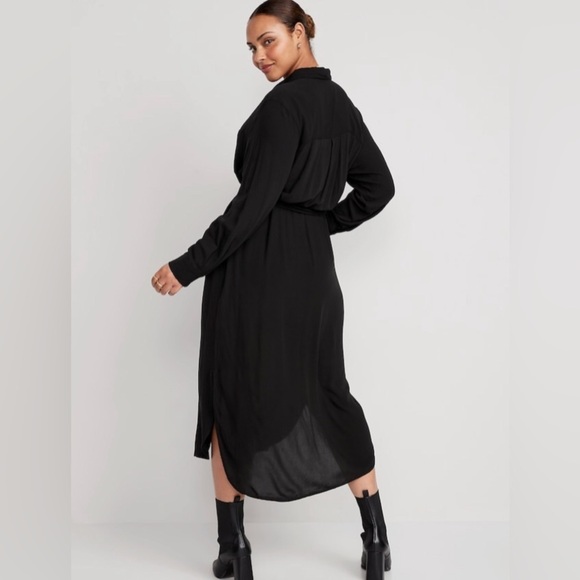 NWOT! Black Midi Shirt Dress for Women - Size Medium 💛 - Picture 6 of 8